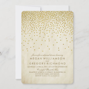 Invitation Dîner de répétition vintage Gold Confetti