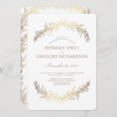 Invitation Dîner de répétition vintage Gold Laurel Wreath (Devant / Derrière)