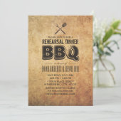 Invitation Dîner de répétition vintage Mariage barbecue (Debout devant)