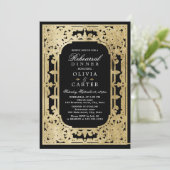 Invitation Dîner de répétition vintage noir & or (Debout devant)