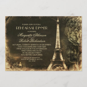 Invitation Dîner de répétition vintage Paris Eiffel Tower