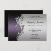 Invitation Dîner de répétition vintage violet d'argent noir (Devant / Derrière)
