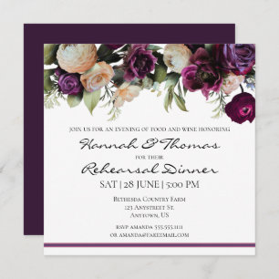 Invitation Dîner de répétition Vintage violette