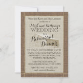 Invitation Dîner de répétition Western Barn et Burlap (Devant)