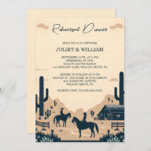 Invitation Dîner de répétition western rustique Rodeo Retro H (Devant / Derrière)
