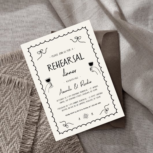 Invitation Dîner De Répétition Whimsical À La Main Française