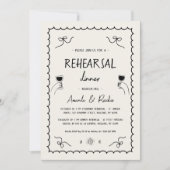 Invitation Dîner De Répétition Whimsical À La Main Française (Devant)
