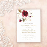 Invitation Dîner de répétition Whimsical Bourgogne Gold Flowe<br><div class="desc">Design unique et élégant,  avec des fleurs délicates aux contours dorés et des fleurs bordeaux aquarelles ; sur l'arrière-plan et les initiales florales. Utilisez l'outil Personnaliser pour ajouter vos informations. Visitez,  s'il vous plaît,  ma Collection Florale d'Or Bourgogne.</div>