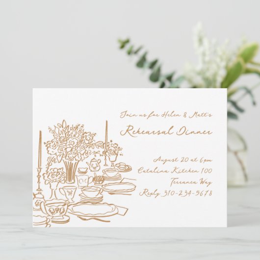 Invitation Dîner de répétition Whimsical Doodle (Debout devant)