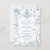 Invitation Dîner de répétition Whimsical Dusty Blue (Devant)