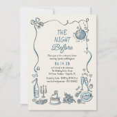 Invitation Dîner De Répétition Whimsical Frisé Dessin À La Ma (Devant)