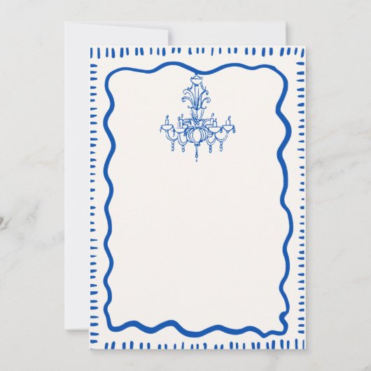 Invitation Dîner de répétition Whimsical Main Drake Blue Wavy (Dos)