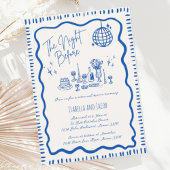 Invitation Dîner de répétition Whimsical Main Drake Blue Wavy