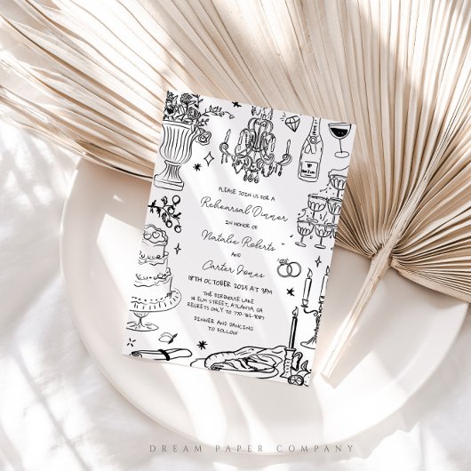 Invitation Dîner De Répétition Whimsical Tiré À La Main