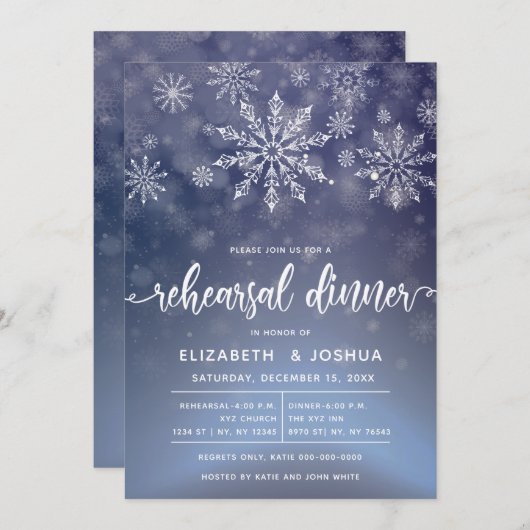 Invitation Dîner de répétition Winter Wonderland (Devant / Derrière)