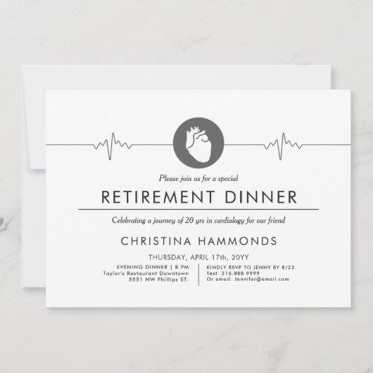 Invitation Dîner de retraite cardiologue | Style minimal (Devant)