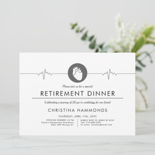 Invitation Dîner de retraite cardiologue | Style minimal (Debout devant)
