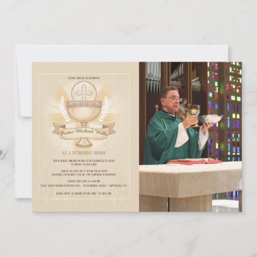 Invitation Dîner de retraite de la photo du calice vénéré (Devant)