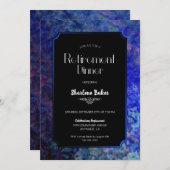 Invitation Dîner de retraite Noir avec bordure bleue (Devant / Derrière)