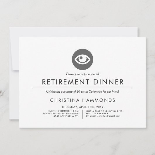 Invitation Dîner de retraite optométrique | Minimal  (Devant)