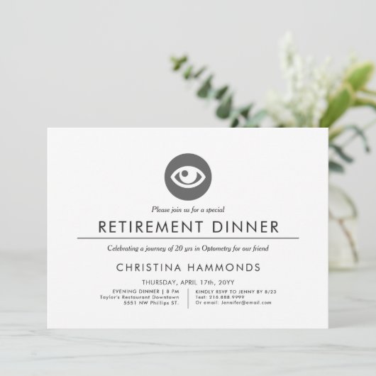 Invitation Dîner de retraite optométrique | Minimal (Debout devant)