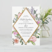 Invitation Dîner de Rose d'or Floral Élégant romantique (Debout devant)