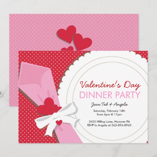 Invitation Dîner de Saint-Valentin (Devant / Derrière)