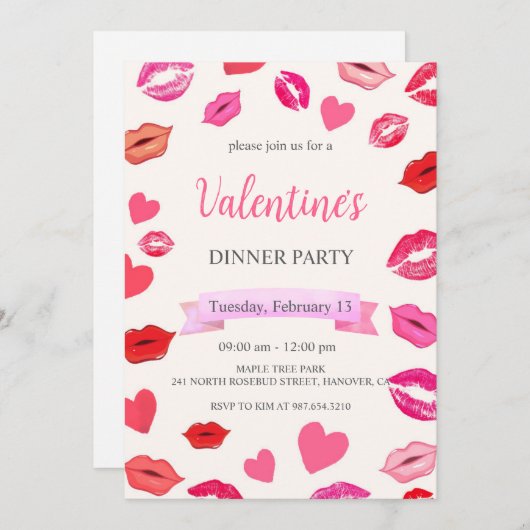 Invitation Dîner de Saint Valentin (Devant / Derrière)