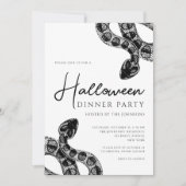Invitation Dîner De Serpents Noirs Et Blancs Halloween (Devant)