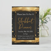 Invitation Dîner de Shabbat Or Noir Luxe Moderne (Debout devant)