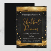Invitation Dîner de Shabbat Or Noir Luxe Moderne (Devant / Derrière)