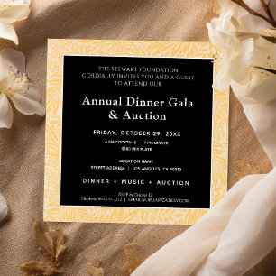 Invitation Dîner de société Élégant Or Noir