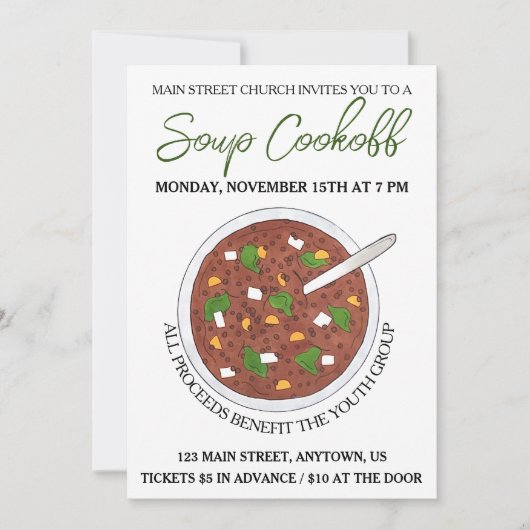 Invitation Dîner de soupe lentille Concours de cuisine Nourri (Devant)