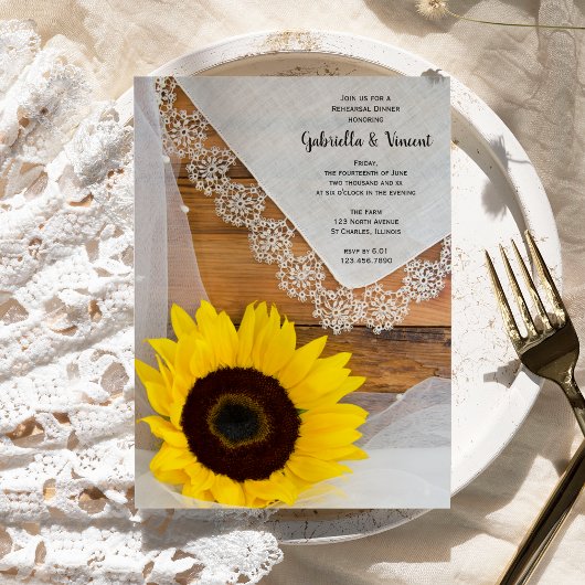 Invitation Dîner de Sunflower Lace Country