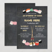 Invitation Dîner de sushi japonais Anniversaire Bar de fête I (Devant / Derrière)