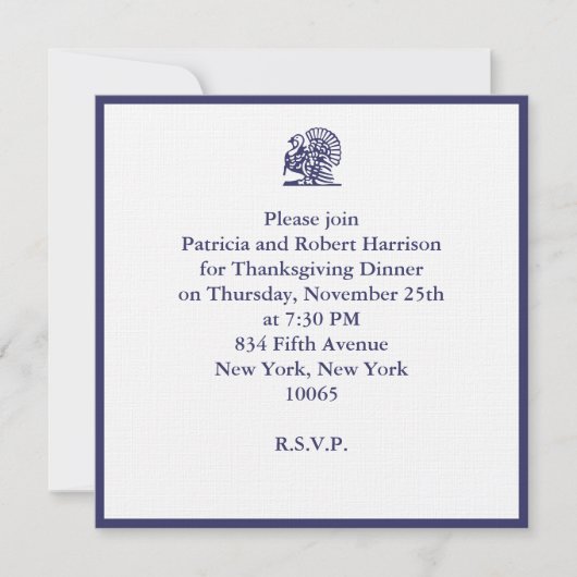 Invitation Dîner de Thanksgiving (Devant)