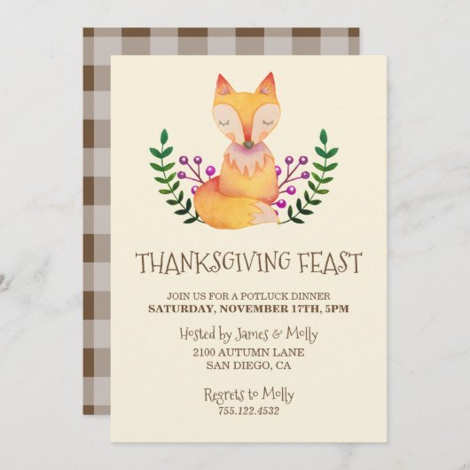 Invitation Dîner de Thanksgiving (Devant / Derrière)