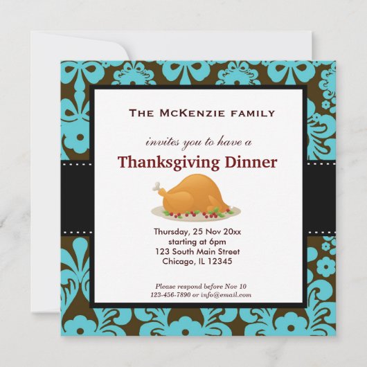 Invitation dîner de Thanksgiving (Devant)