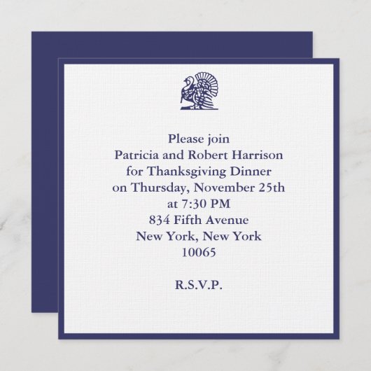 Invitation Dîner de Thanksgiving (Devant / Derrière)
