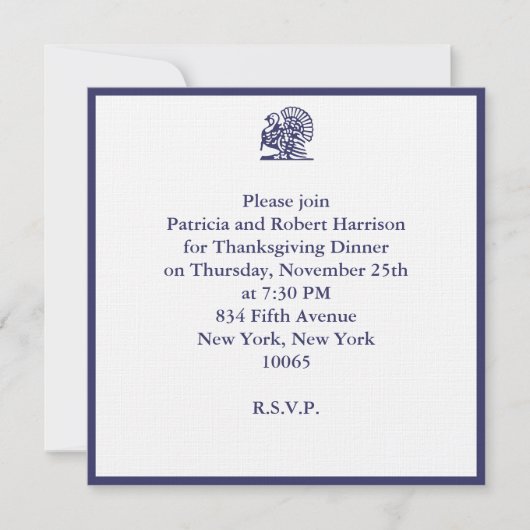 Invitation Dîner de Thanksgiving (Devant)