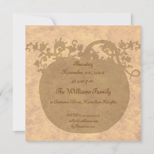 Invitation Dîner de Thanksgiving (Dos)