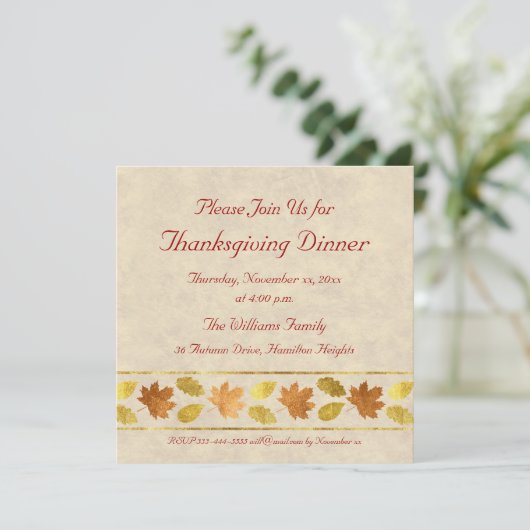 Invitation Dîner de Thanksgiving (Debout devant)