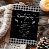 Invitation Dîner de Thanksgiving à carreaux de bison noir et 
