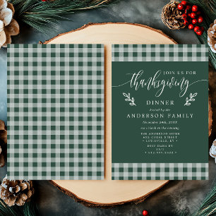Invitation Dîner de Thanksgiving à carreaux Hunter et Buffalo