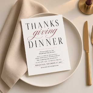 Invitation Dîner de Thanksgiving à la calligraphie élégante