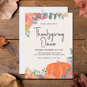 Invitation Dîner de Thanksgiving à la citrouille d'automne
