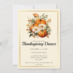 Invitation Dîner de Thanksgiving à la citrouille d'automne pe
