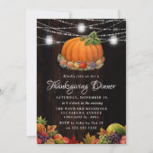 Invitation Dîner de Thanksgiving à la citrouille rustique et (Devant)