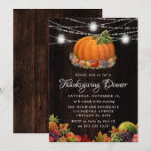 Invitation Dîner de Thanksgiving à la citrouille rustique et (Devant / Derrière)