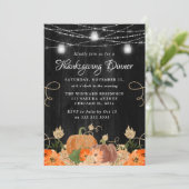 Invitation Dîner de Thanksgiving à la citrouille rustique et (Debout devant)